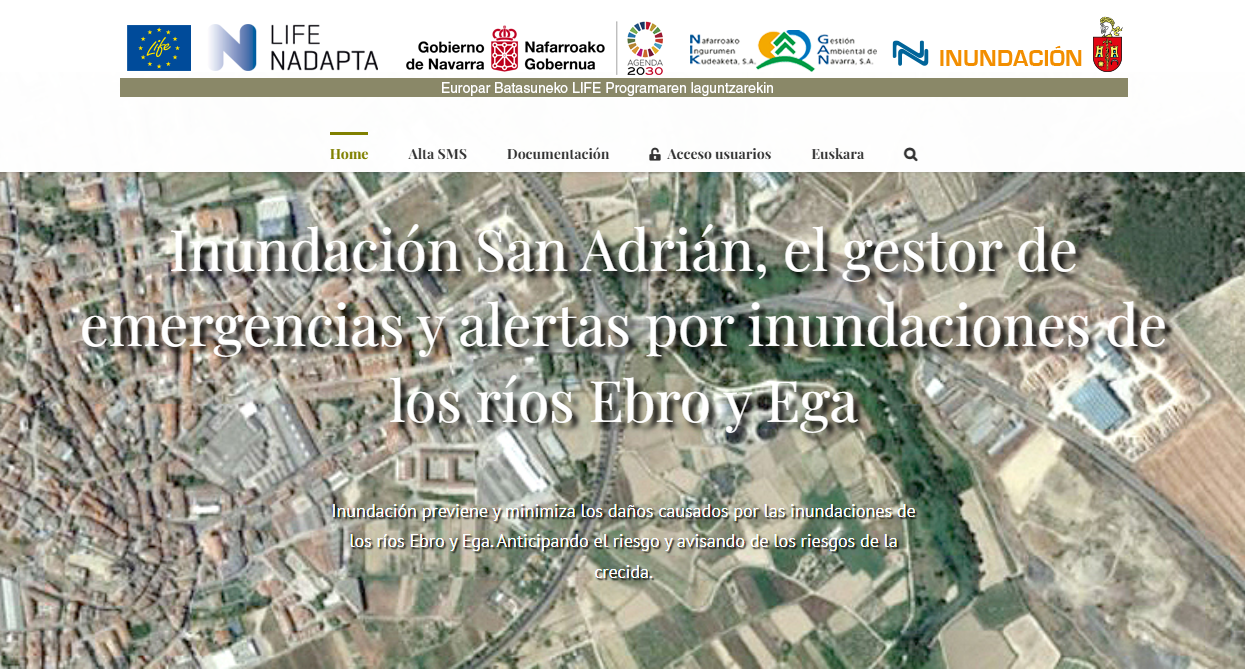 Pantallazo de planes de Actuación Municipal ante el Riesgo de Inundación - ejemplo de San Adrián